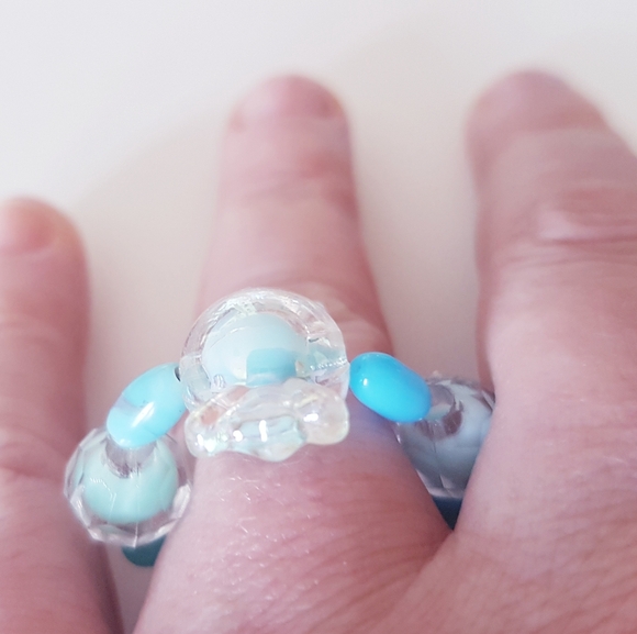 Blue Eye Candy Ring Beaded Handmade Jewelry s9-12 - Picture 7 of 12